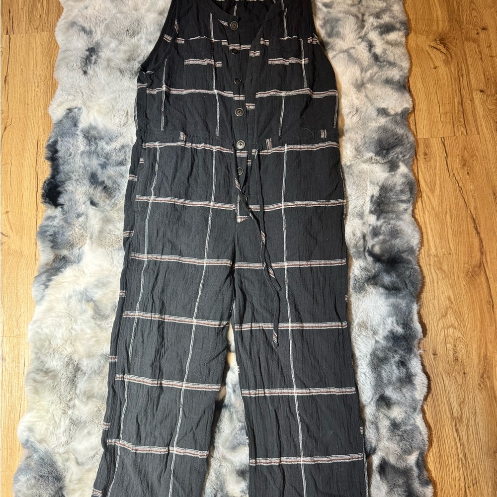 FP Movement by Free People Black and White Plaid Jumpsuit